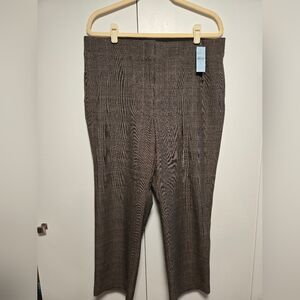 NWT LOFT Curvy Slim Plaid Brown Tone Trousers 16P